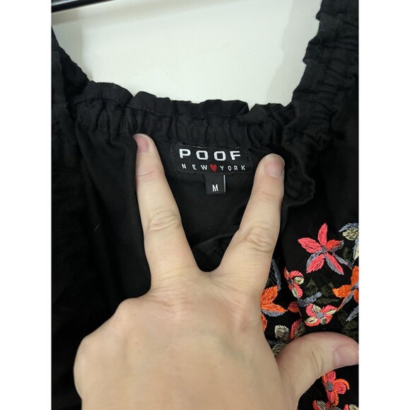 Black Boho Colorful Embroidered Tunic Mini Dress  Size Medium Peasant Resort - Picture 8 of 9